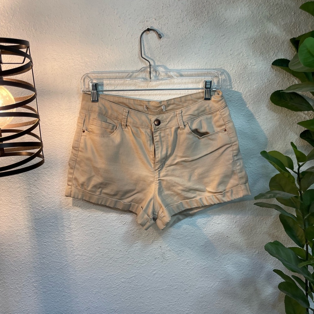 High Waist Women's Beige Shorts